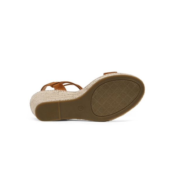 Open Toe Espadrille Platform Wedge Sandals - TAN SUEDE - 4